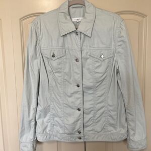 ESCADA Long Sleeve Cotton Stretch Jacket Logo Buttons Mint Green Women’s Size 42